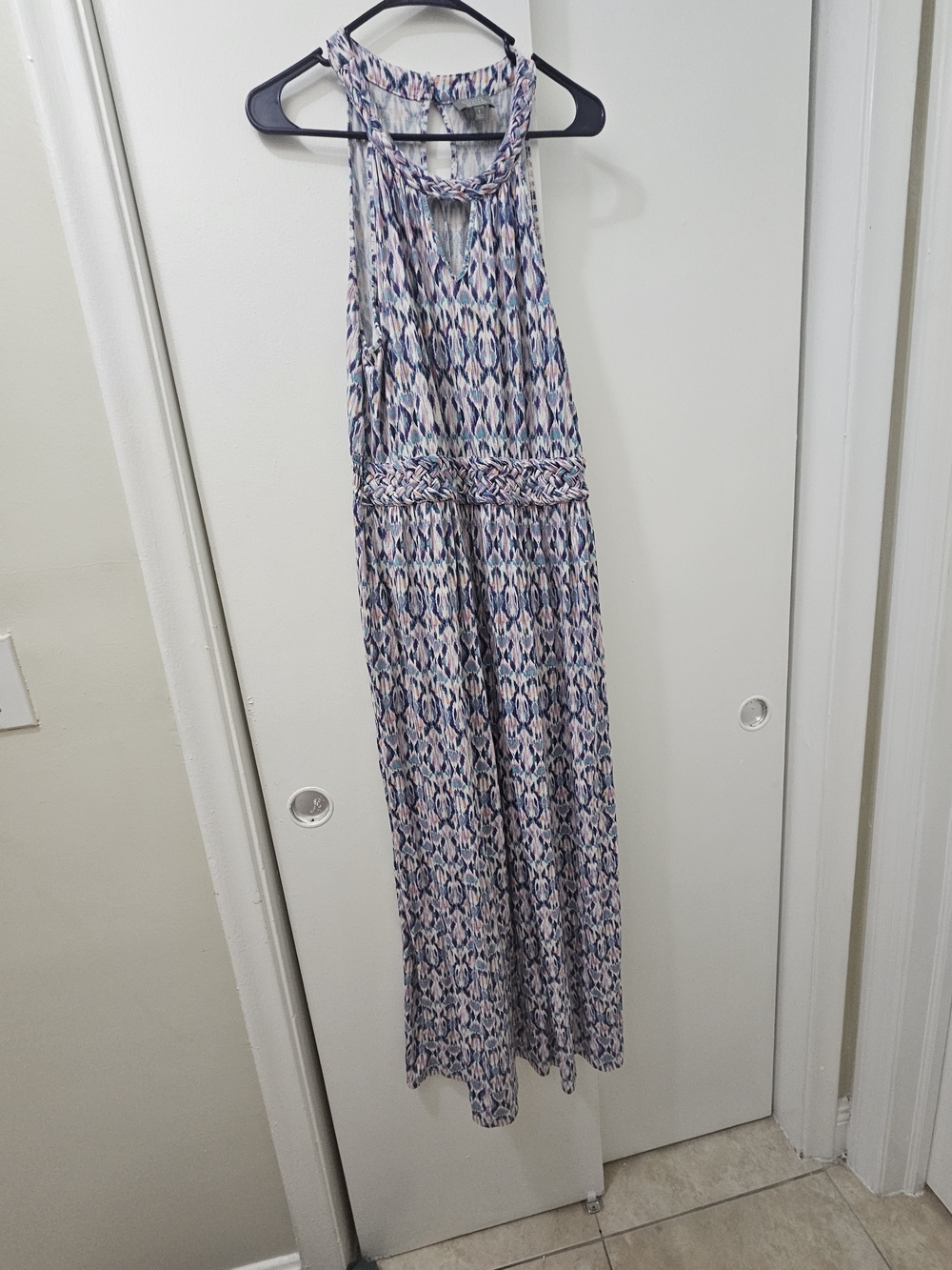 Sleeveless Halter Maxi Dress in Pastel Blue and Pink #maxidress #halter